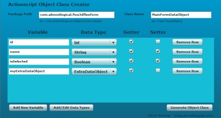 Actionscript Object Class Creator Shot